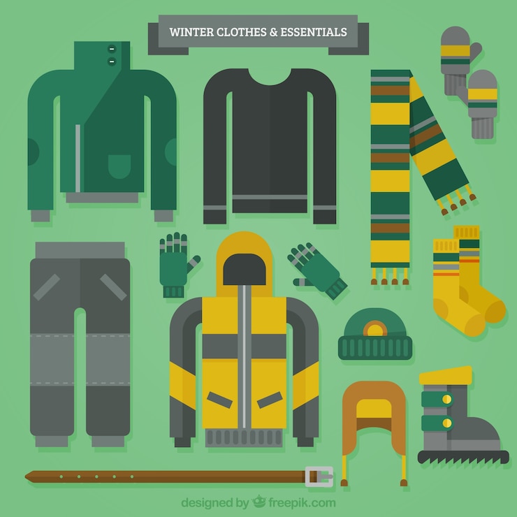 Vetor grátis big coleção de roupas e acessórios em design plano