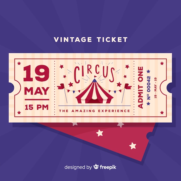 Vetor grátis bilhete de circo vintage