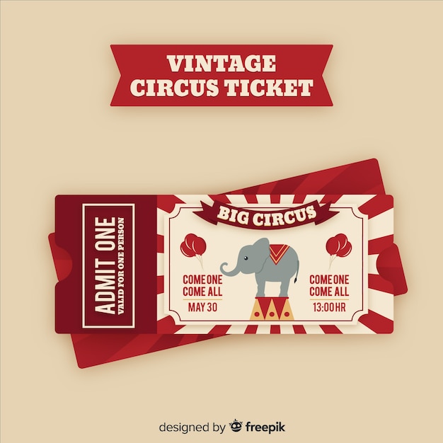 Vetor grátis bilhete de circo vintage