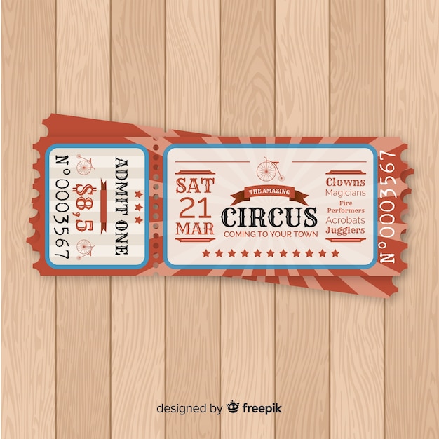 Vetor grátis bilhete de circo vintage