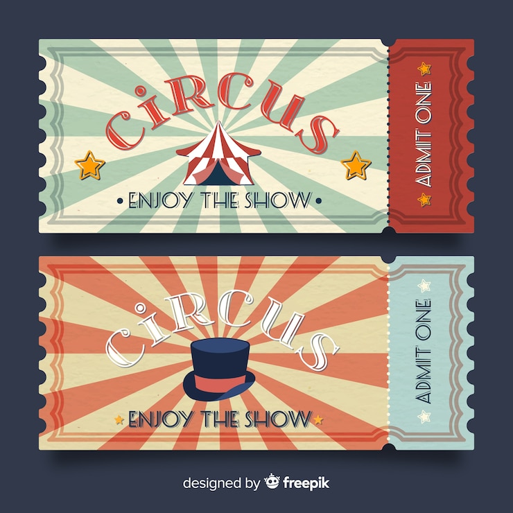 Vetor grátis bilhete de circo vintage