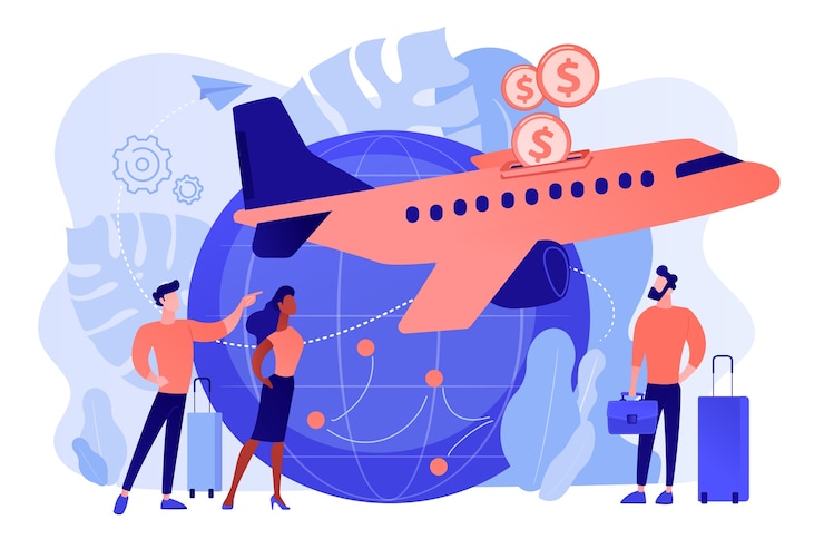 Vetor grátis bilhetes baratos para transporte aéreo. ofertas de voos de última hora econômicas