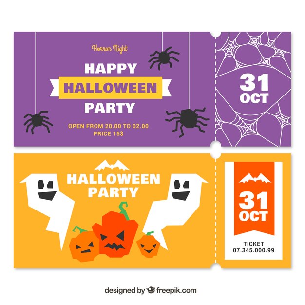 Bilhetes de Halloween com aranhas e fantasmas