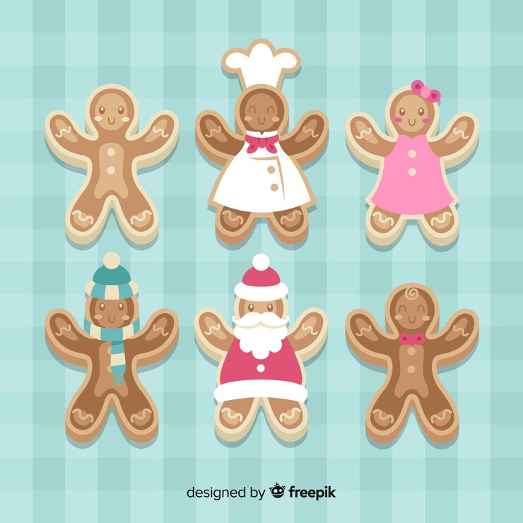 Vetor grátis biscoitos de gengibre com roupas