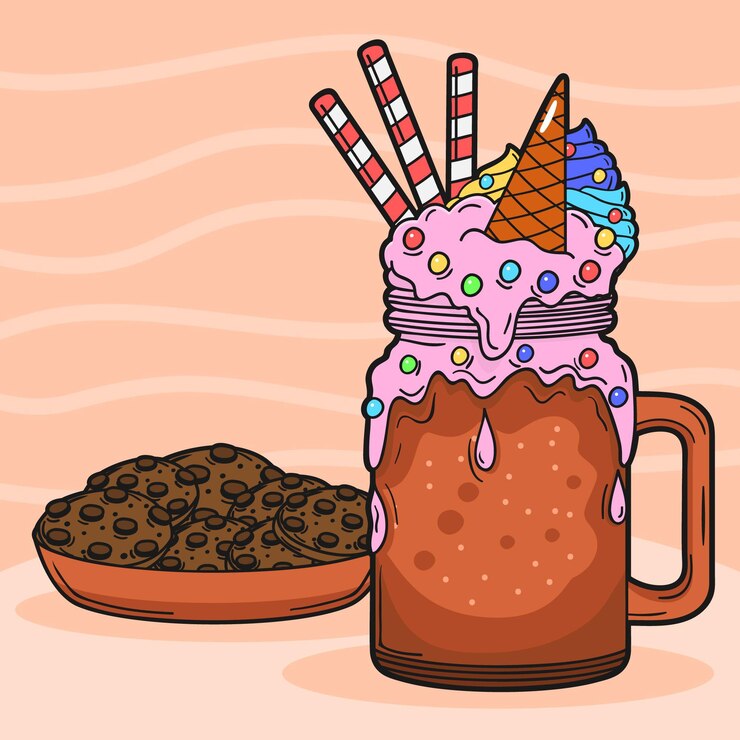 Vetor grátis biscoitos e shakes de monstros desenhados à mão