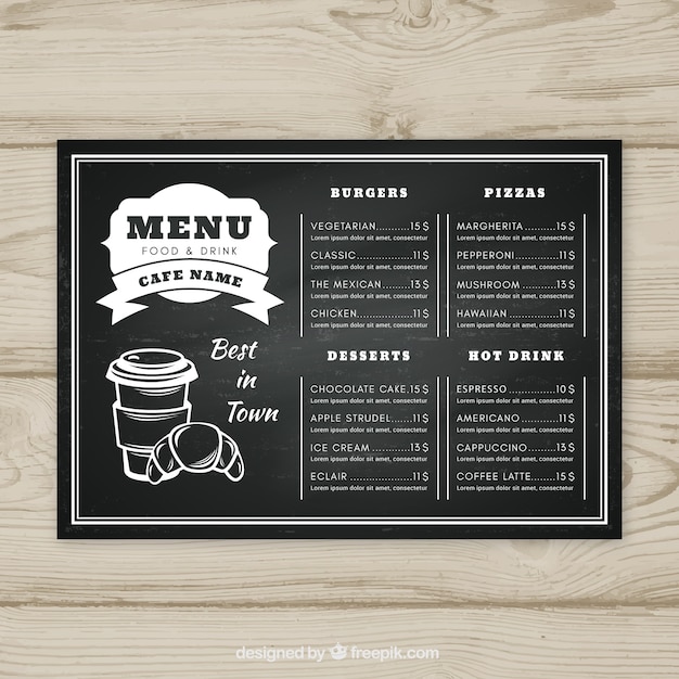 Vetor grátis blackboard menu template