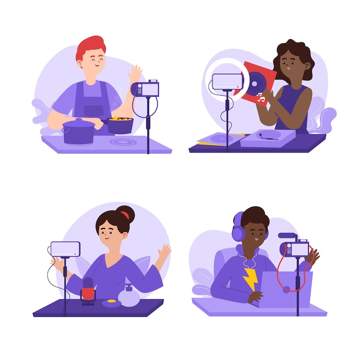 Vetor grátis blogueiros planos desenhados à mão