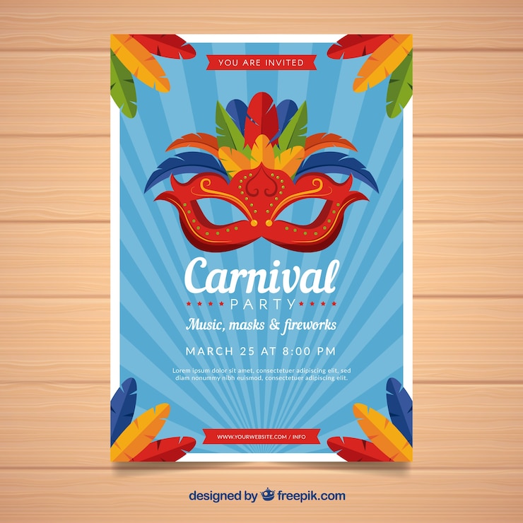 Vetor grátis blue carnival flyer