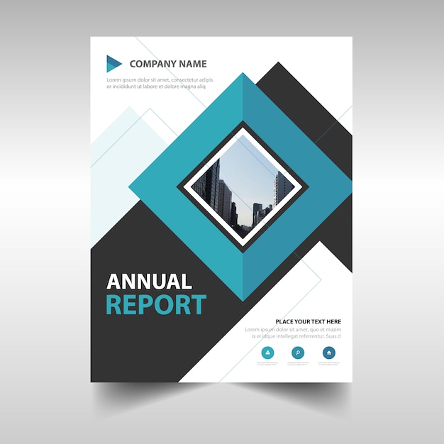 Vetor grátis blue square creative annual report book cover template