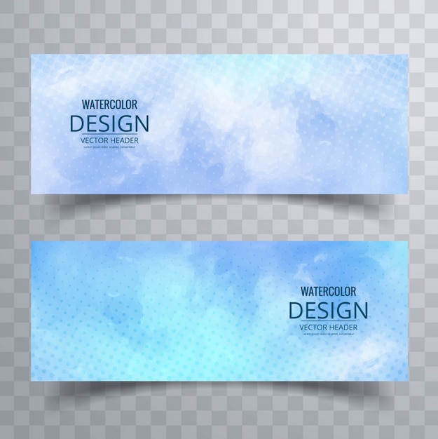 Vetor grátis blue watercolor banners