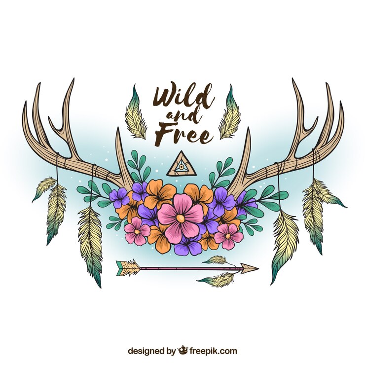 Vetor grátis boho fundo com estilo desenhado de mão