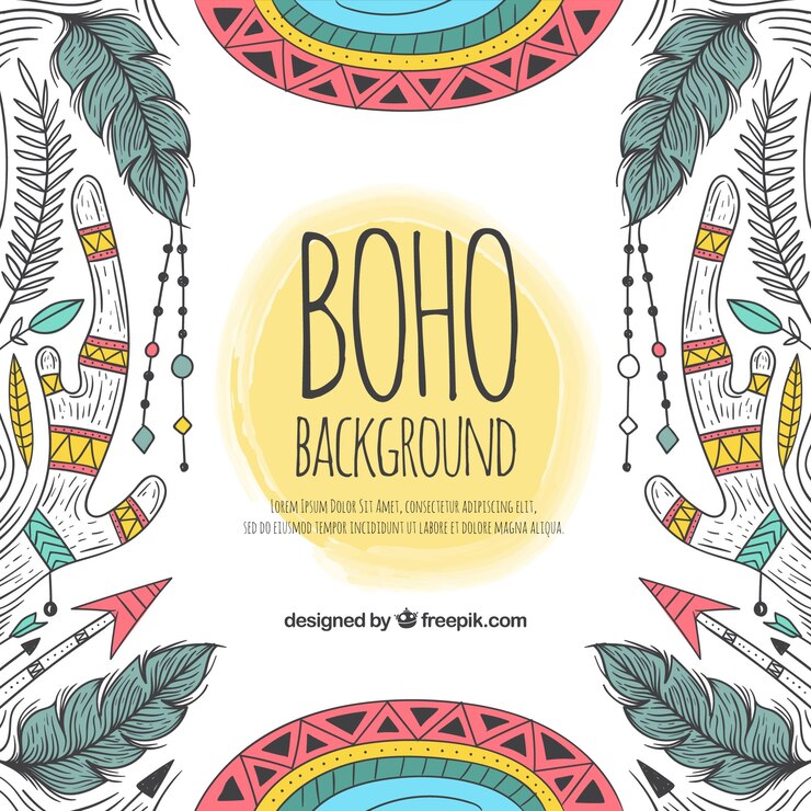 Vetor grátis boho fundo com estilo desenhado de mão