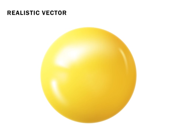 Vetor grátis bola amarela pastel realista bola de esfera 3d brilhante isolada figura geométrica de esfera redonda