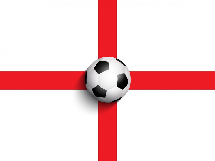Vetor grátis bola de futebol no fundo da bandeira de inglaterra