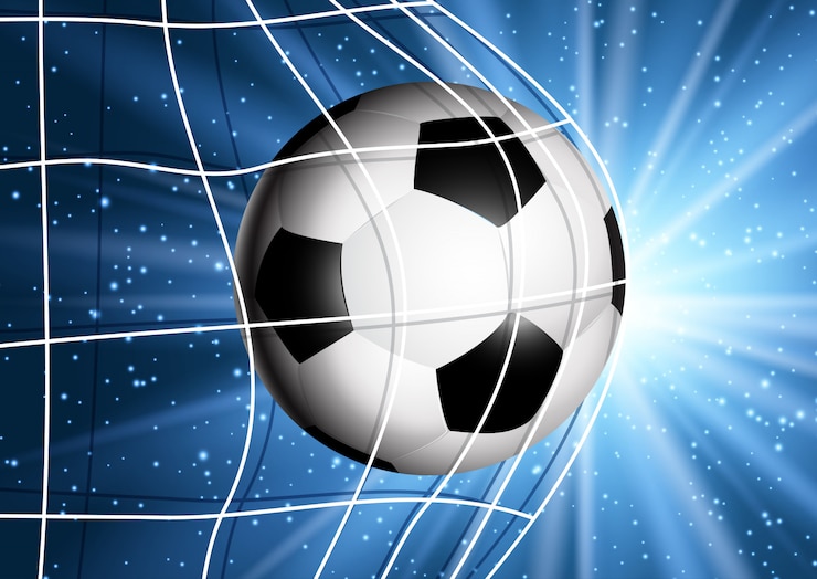Vetor grátis bola de futebol voando para o gol