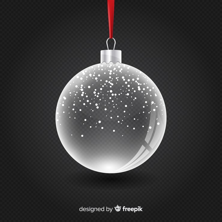 Vetor grátis bola de natal de cristal transparente