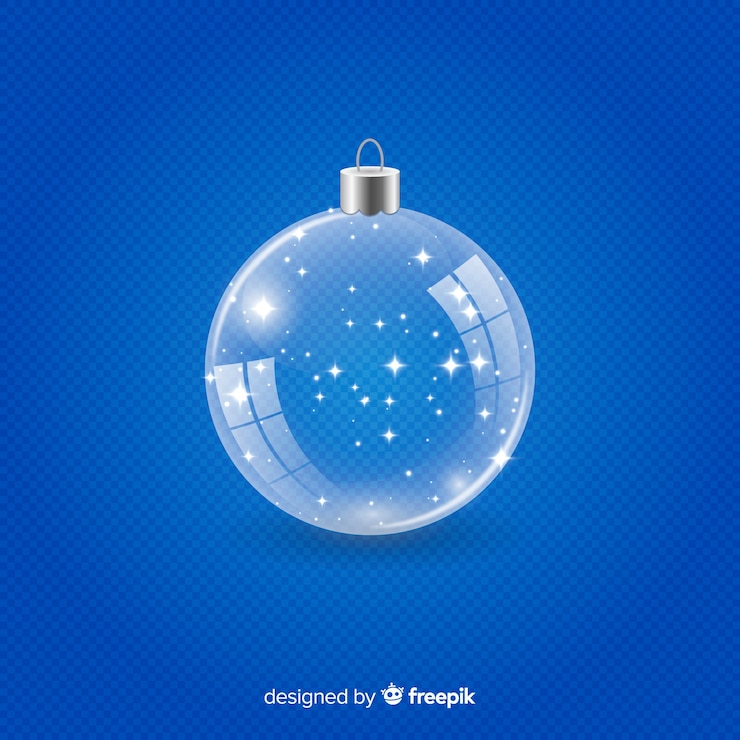 Vetor grátis bola de natal de cristal transparente