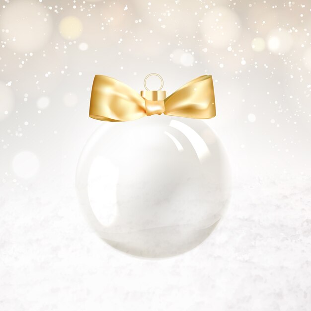 Bola dourada de natal com faíscas desfocadas