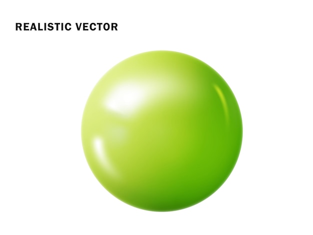 Vetor grátis bola verde pastel realista bola de esfera 3d brilhante isolada figura geométrica da esfera redonda