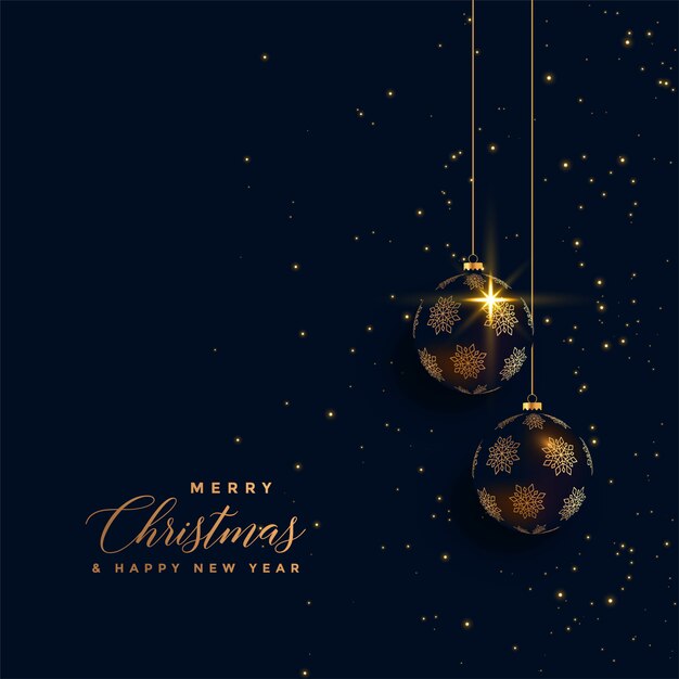 Bolas de chrstimas douradas Premium em fundo escuro