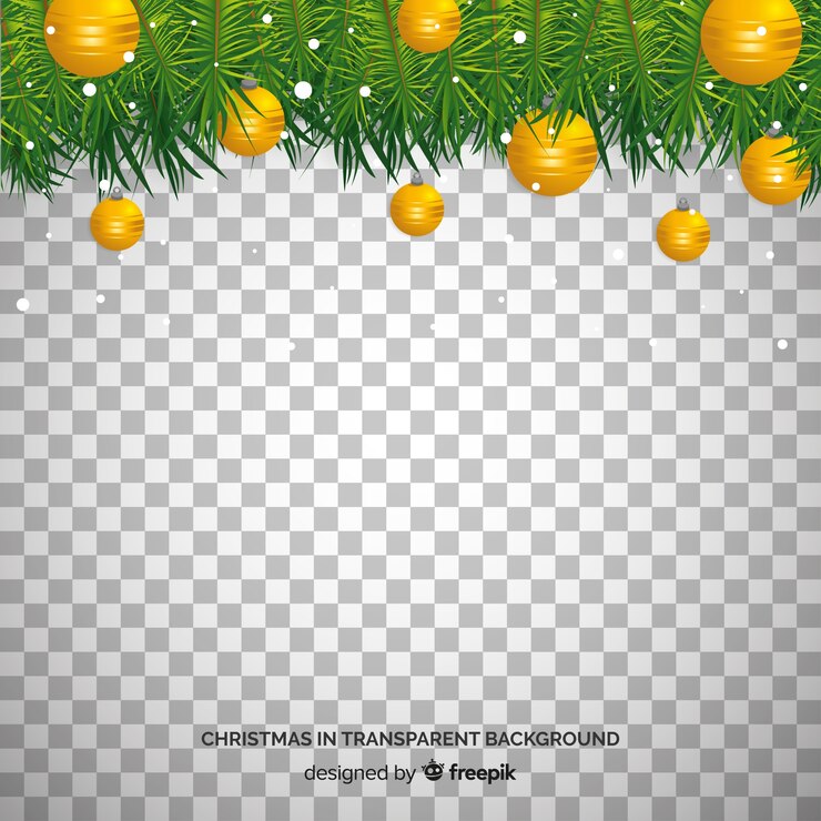 Vetor grátis bolas de natal e ramos de pinheiro fundo transparente