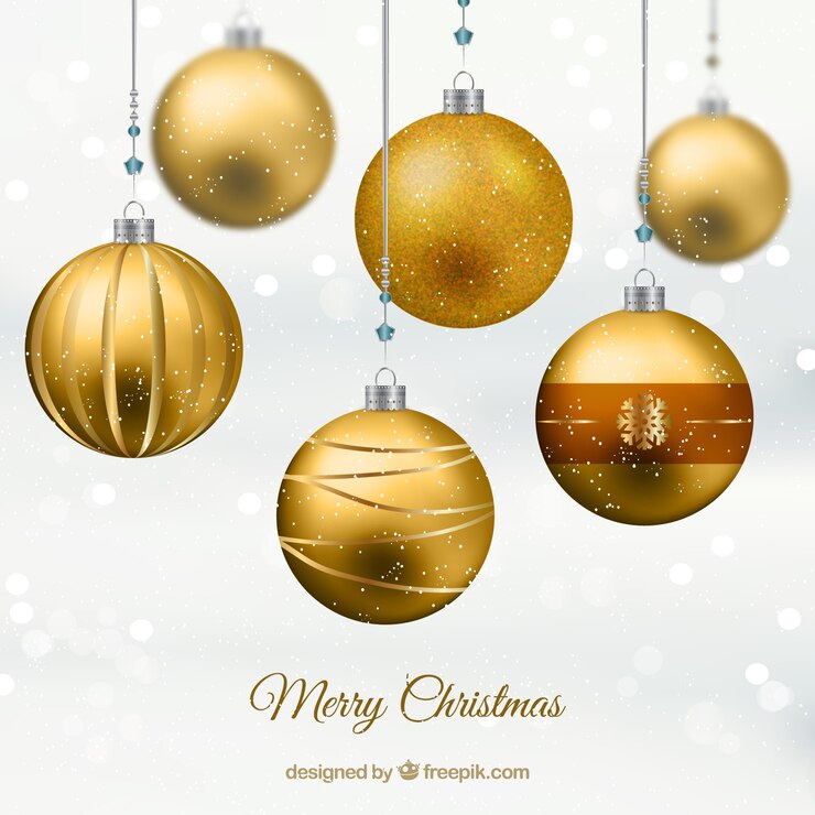 Vetor grátis bolas douradas de natal