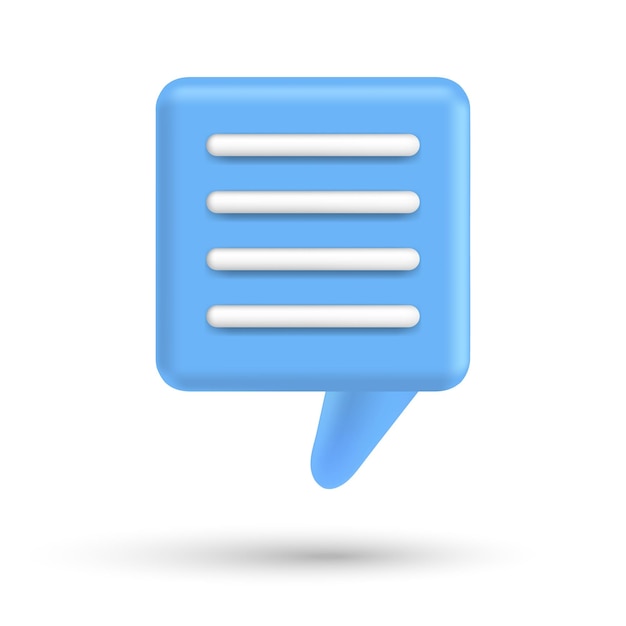 Bolha de fala botão de bate-papo de caixa 3d Balão de conversa de mensagem no estilo de renderização Vetor falar ícone 3d