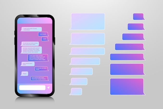 Bolha de texto de telefone gradiente