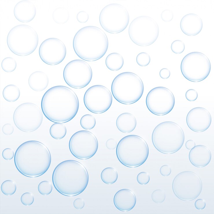 Vetor grátis bolhas de água de sabão azul flutuando no fundo branco