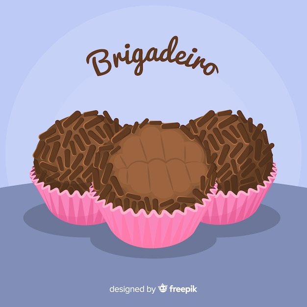 Bolinho de chocolate adorável mão desenhada