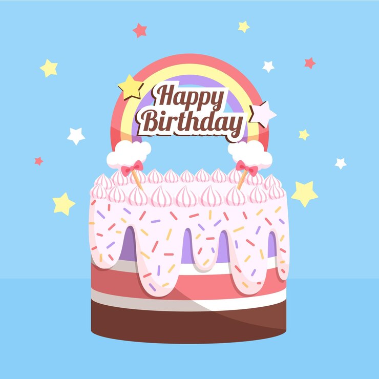 Vetor grátis bolo de aniversário de design plano com cartola
