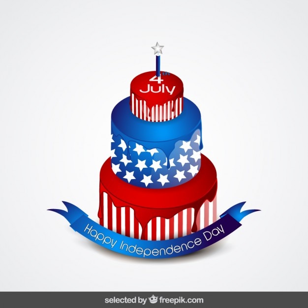 Vetor grátis bolo de dia da independência em um azul cores vermelho