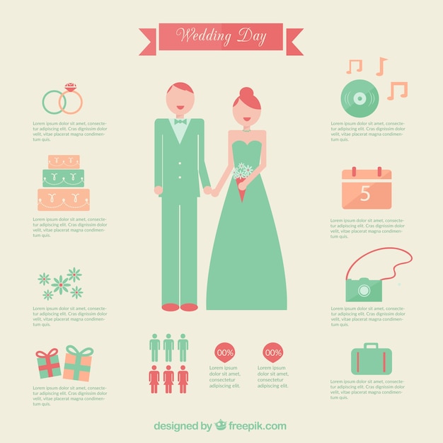 Vetor grátis bom dia do casamento infografia