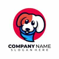 Vetor grátis bom logotipo de ilustração de mascote de cachorro