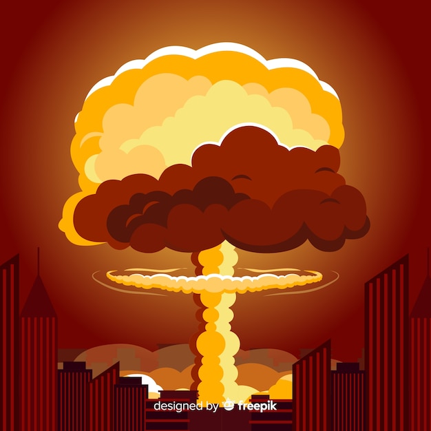 Vetor grátis bomba nuclear plana em uma cidade