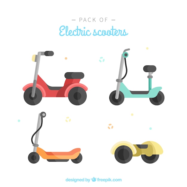 Vetor grátis bonitas scooters elétricas com design plano