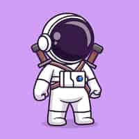 Vetor grátis bonito astronauta com espada desenho vetorial ícone ilustração ciência tecnologia ícone conceito isolado