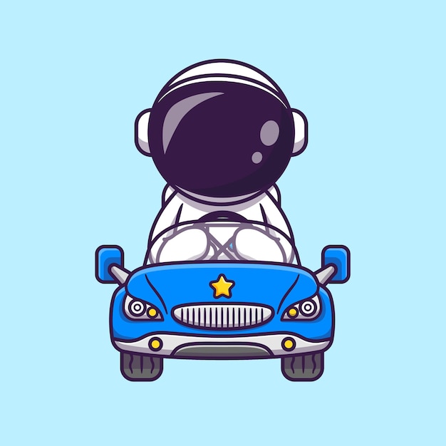 Vetor grátis bonito astronauta dirigindo carro cartoon ícone ilustração vetorial. conceito de ícone de transporte de ciência isolado vetor premium. estilo flat cartoon