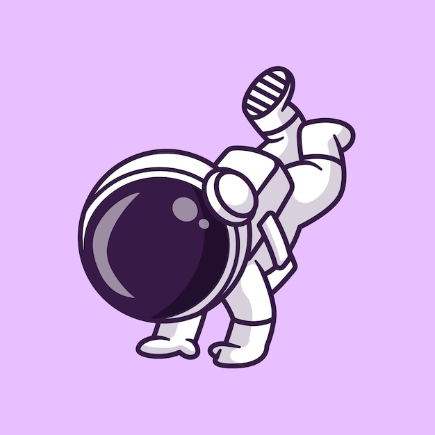 Vetor grátis bonito astronauta mão carrinho desenhos animados ícone ilustração vetorial ícone tecnologia conceito isolado
