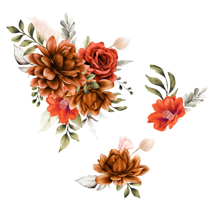 Vetor grátis bonito bouquet de flores boho em aquarela