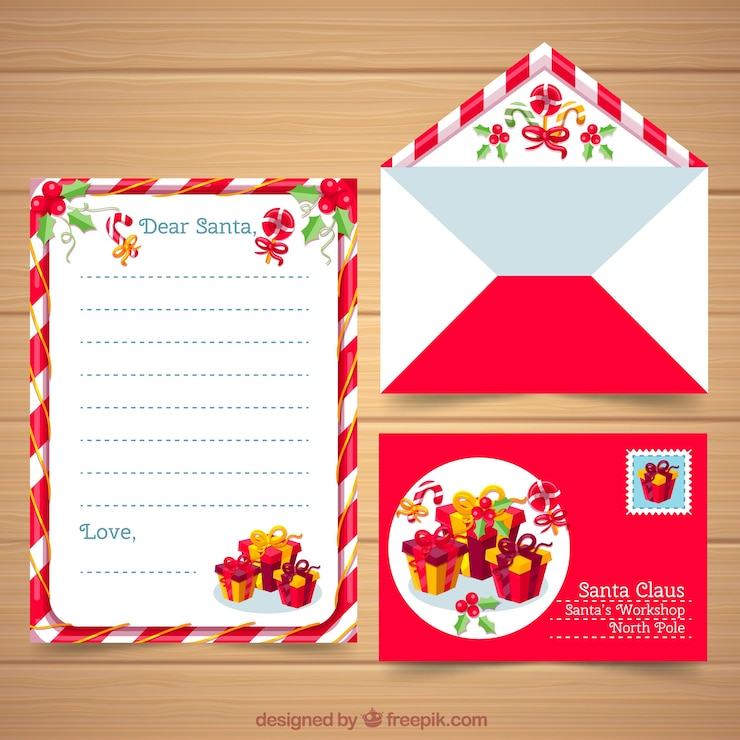 Vetor grátis bonito cartão de natal com envelope