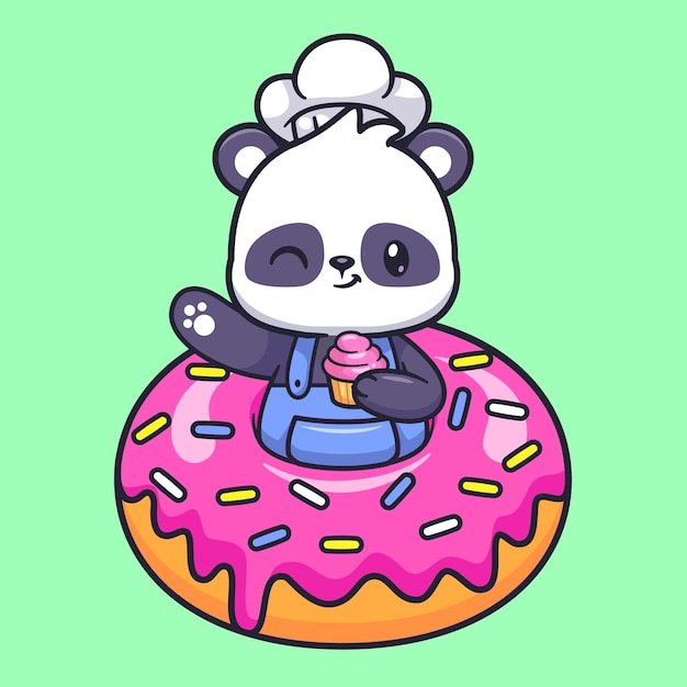 Fofo Donut Kawaii. Ilustração De Estilo De Desenho Animado Isolado