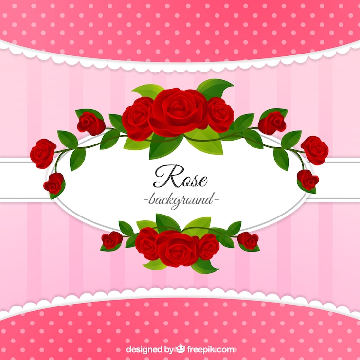 Vetor grátis bonito, fundo, decorativo, vermelho, rosas