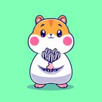 Vetor grátis bonito hamster segurando semente de girassol dos desenhos animados vetor ilustração ícone. ícone de comida animal isolado