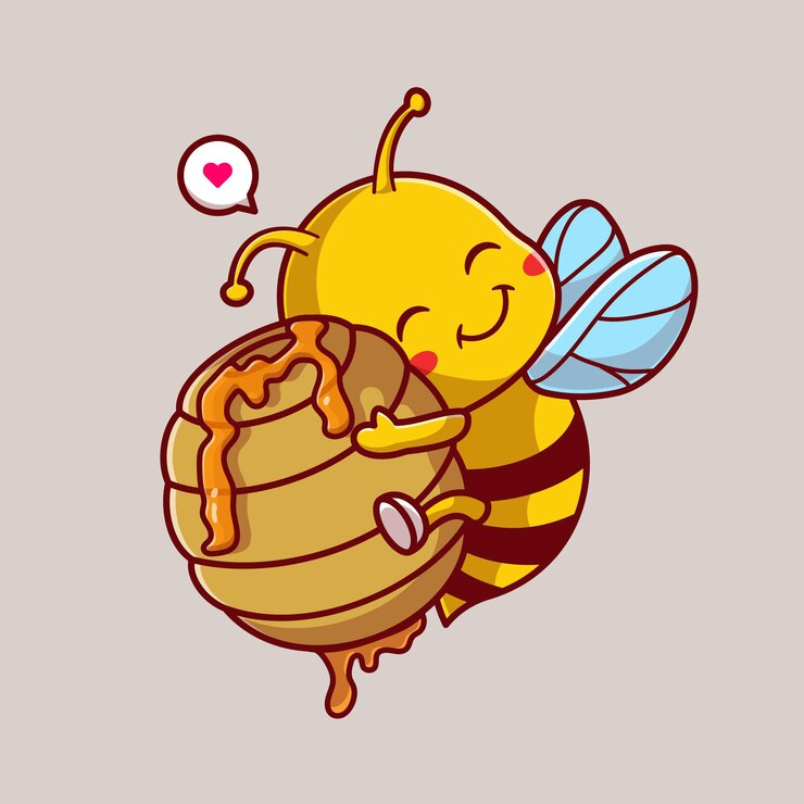 Vetor grátis bonito honey bee hug honeycomb cartoon vector ícone ilustração. conceito de ícone de natureza animal isolado