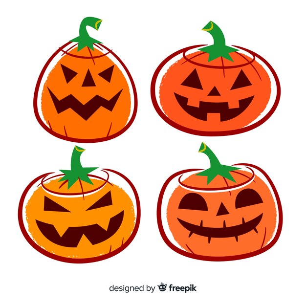 Bonito, mão, desenhado, hallowen, abóbora, cobrança