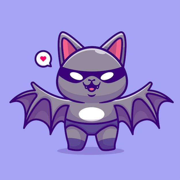 Bonito morcego super-herói dos desenhos animados vetor ícone ilustração animal férias ícone conceito isolado plano