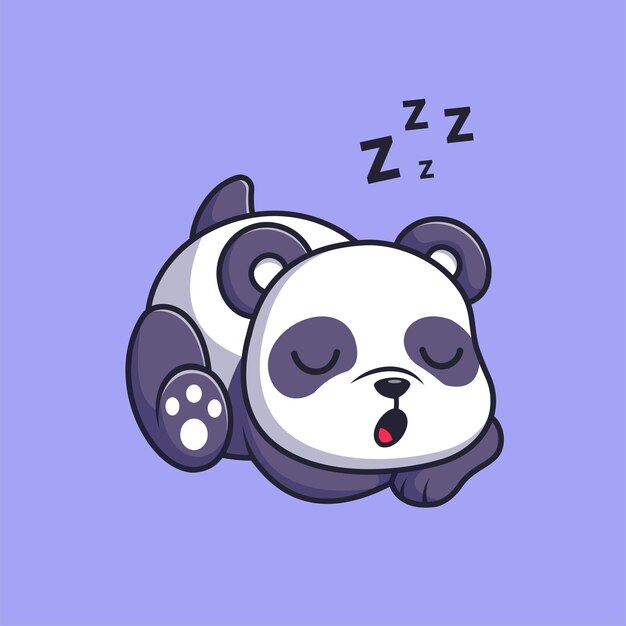 Bonito Panda dormir ilustração do ícone do vetor dos desenhos animados. Conceito de ícone de natureza animal isolado plano