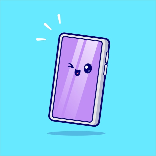 Vetor grátis bonito telefone celular anel dos desenhos animados vector ícone ilustração tecnologia objeto ícone conceito isolado plano