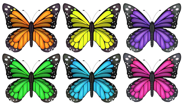 Vetor grátis borboletas coloridas